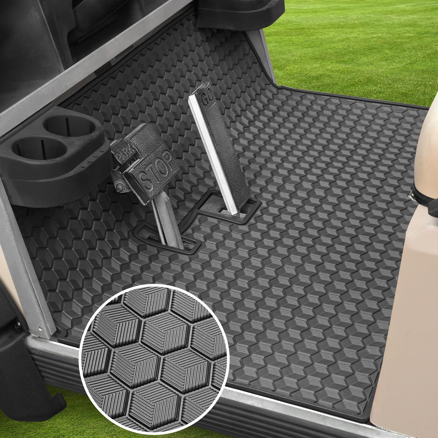 iLSKW Golf Cart Mat for Club Car Ds Floor Liner Unique Cube