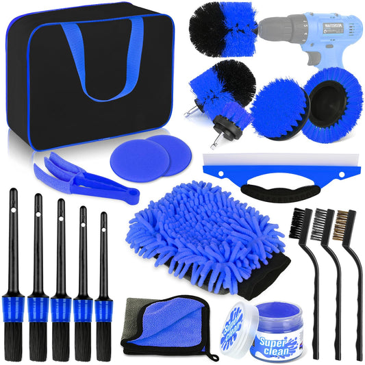 Kit de 20 herramientas de limpieza para automóvil, kit de de