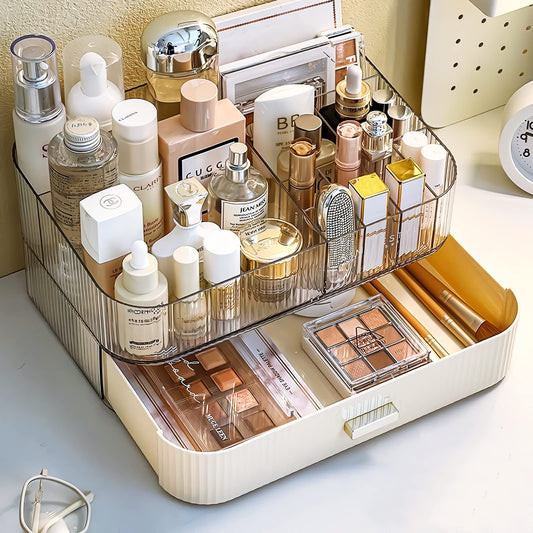 Organizador de maquillaje con cajón apilable, vitrina de alm