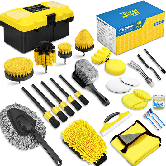 Kit de 30 piezas de detalles de coche, juego de cepillos de