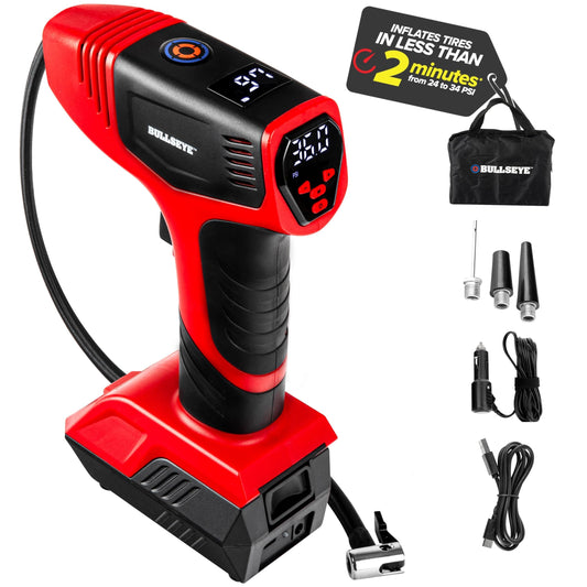 BULLSEYE PRO - Inflador de neumáticos con manómetro, compact