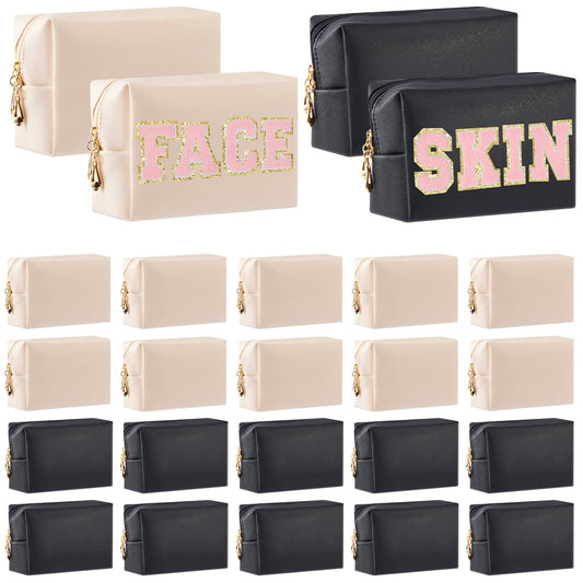 Cunno 24 bolsas de maquillaje a granel de piel sintética par