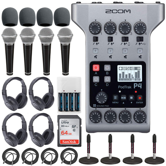 Zoom PodTrak P4 - Grabadora portátil multipista de podcasts