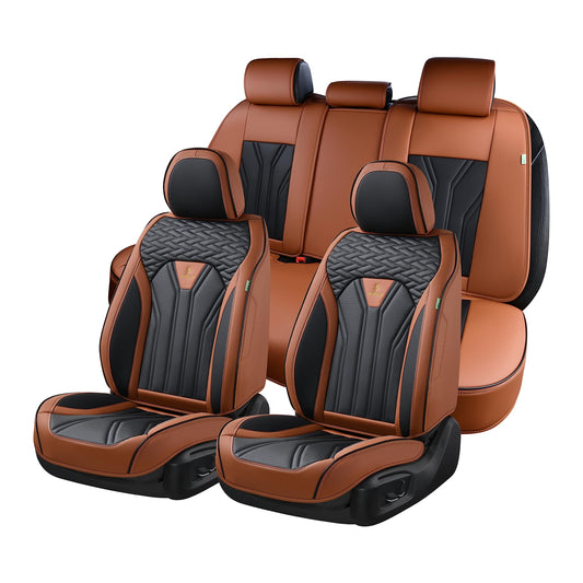 FLORICH Fundas de asiento de cuero, juego completo de fundas