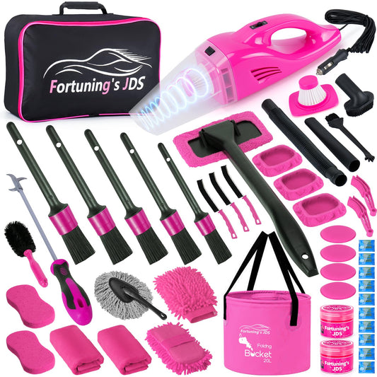 Kit de limpieza de interiores de automóvil de 47 piezas, sum