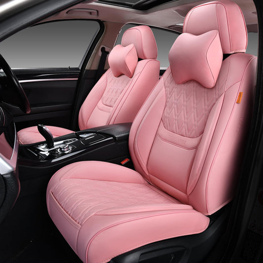 Fundas de asiento de coche color rosa, par de fundas de asie