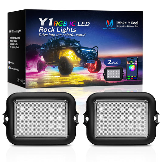 MICTUNING Y1 RGB+IC Dream Color LED Rock Lights Pod - 2 luce