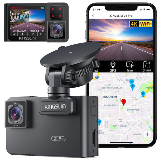 Kingslim D1 Pro Dual Dash Cam 4K Grabar Interior - Cámara de