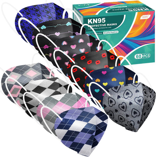 XDX Mascarillas KN95, 10 colores, 60 paquetes de mascarillas