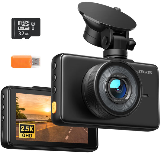 iZEEKER Cámara de tablero de 2.5 K, cámara de coche QHD de 1