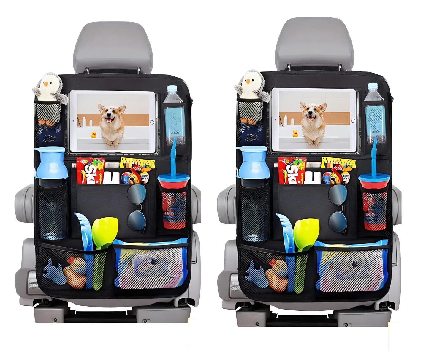 Organizador de asiento trasero de coche y protector de asien