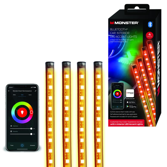 Monster - Luces LED multicolor Bluetooth para interior de au