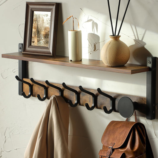 YIGII Perchero de pared con estante, estante flotante de par