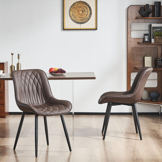 YOUNIKE Brown Dining Chairs Set of 2 with High Backs Mid Century Moder