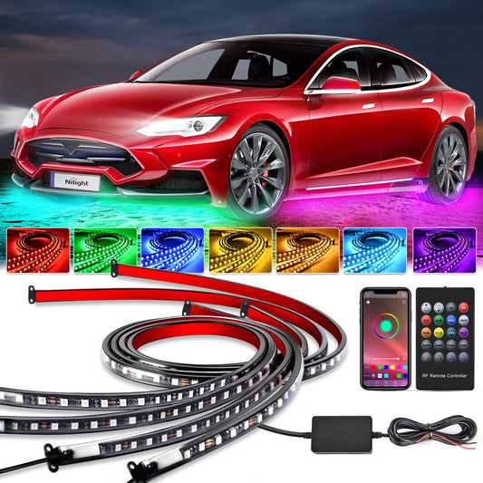 Nilight 4 tiras de luces de neón para automóvil, 256 luces L