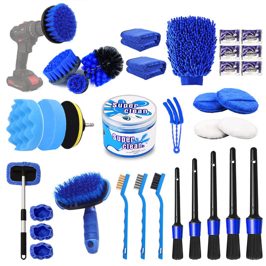 Kit de detalles de coche, juego de 35 cepillos para detallar