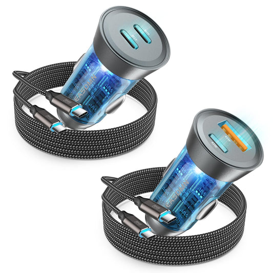 Paquete de 2 cargadores de coche USB C de 90 W, doble puerto