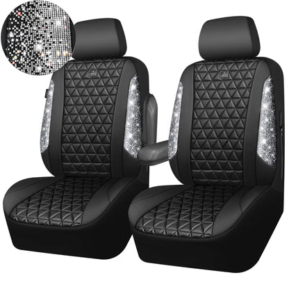 CAR PASS Bling Diamond Leather Car Seat Covers for 2 Front I