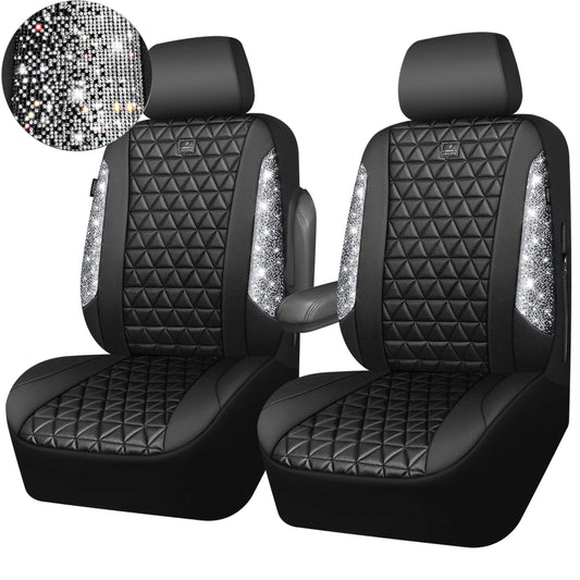 CAR PASS Bling Diamond Leather Car Seat Covers for 2 Front I