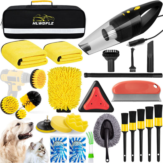 Kit de limpieza de lavado de autos de 26 piezas con aspirado