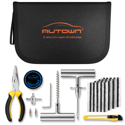 Kit de reparación de neumáticos planos con tapones 31 piezas