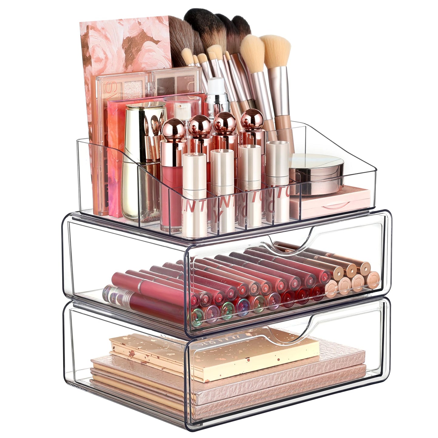 Vtopmart Organizador de maquillaje transparente de 3 niveles