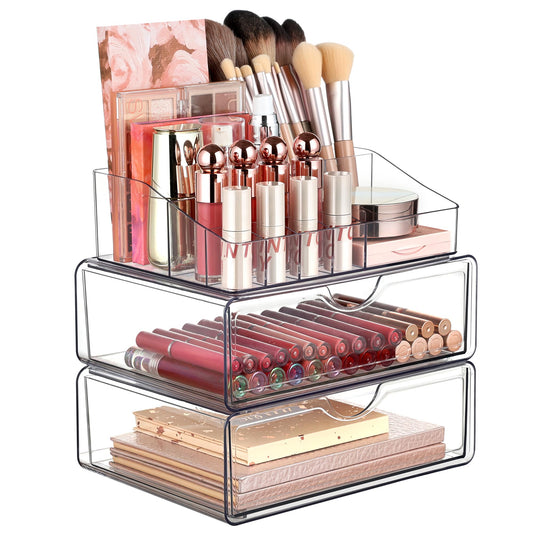 Vtopmart Organizador de maquillaje transparente de 3 niveles