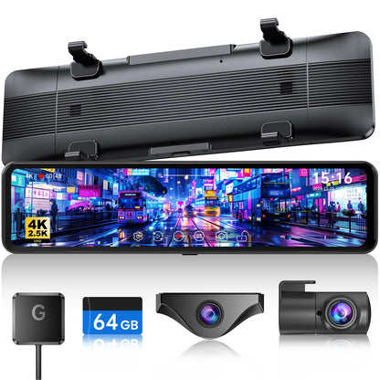 JOMISE Cámara de tablero de espejo T860+ 4K frontal y traser