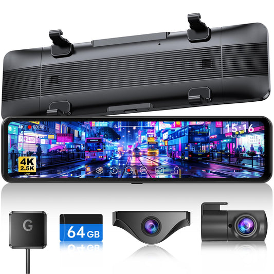 JOMISE Cámara de tablero de espejo T860+ 4K frontal y traser