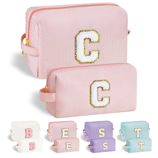 YOOLIFE Bolsa de maquillaje de viaje con inicial, regalos de