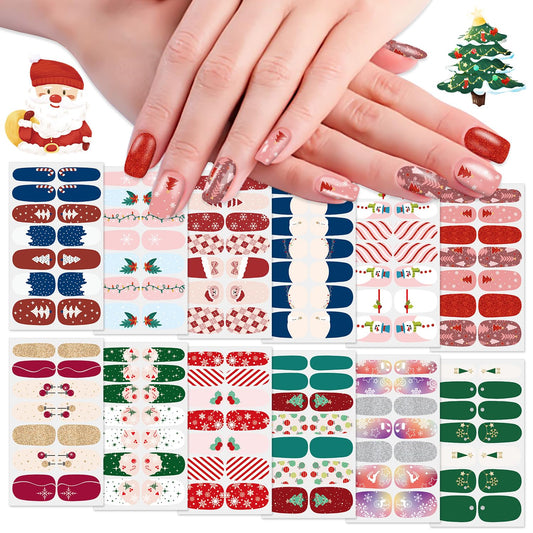 WOKOTO 12 hojas de 168 calcomanías de esmalte de uñas de Nav