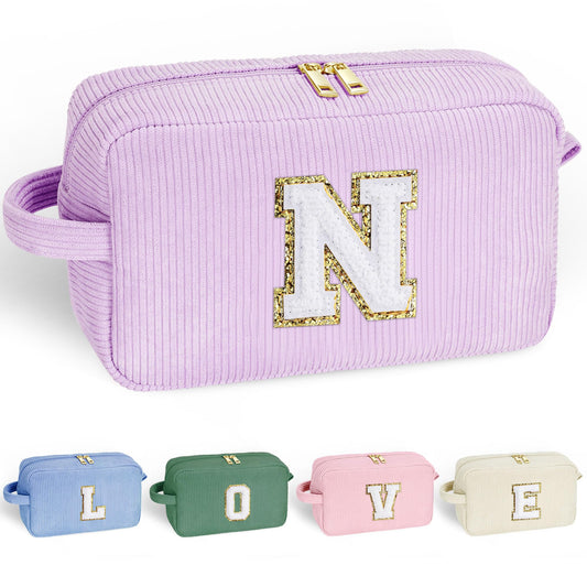 YOOLIFE Bolsa de maquillaje con inicial, bolsa de maquillaje