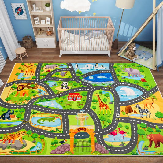 Alfombra de camino de animales para niños, 59 x 39.4 pulgada