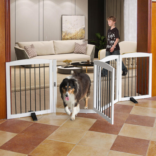 ZJSF Puerta plegable para perros con puerta de entrada, puer