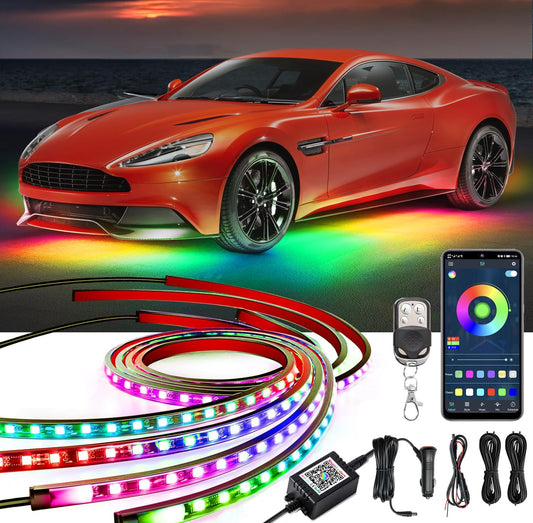 Underglow - Luces para automóvil, 252 LED RGBIC, 4 tiras de