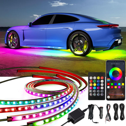 Underglow - Luces de coche, 4 luces LED inteligentes RGB-IC