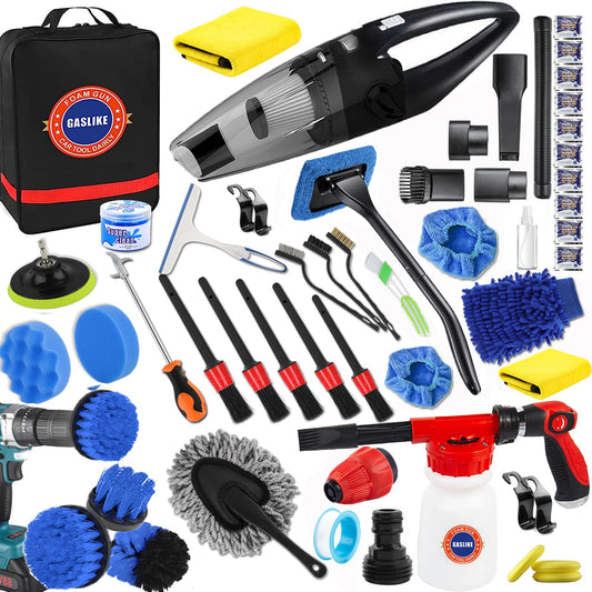 GASLIKE Kit de limpieza de automóvil de 63 piezas, kit de de