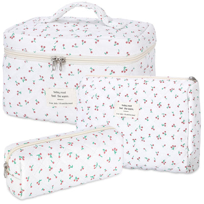 senbowe Bolsa de maquillaje floral, paquete de 3 bolsas de m