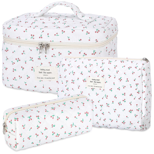 senbowe Bolsa de maquillaje floral, paquete de 3 bolsas de m