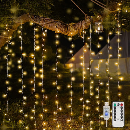 suddus Luces de cortina para dormitorio, 200 luces LED colga