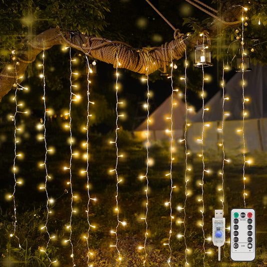 suddus Luces de cortina para dormitorio, 200 luces LED colga
