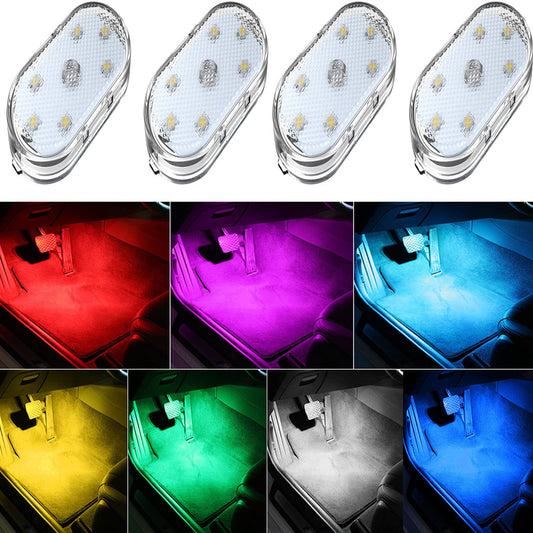 4 luces LED inalámbricas para el interior del automóvil, 7 c