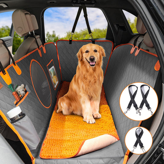 LOOBANI Dog Car Seat Cover with Chenille Snuff Mat, Waterpro