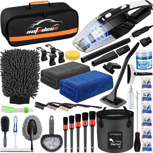 AUTODECO Kit de limpieza de 41 piezas de limpieza de automóv