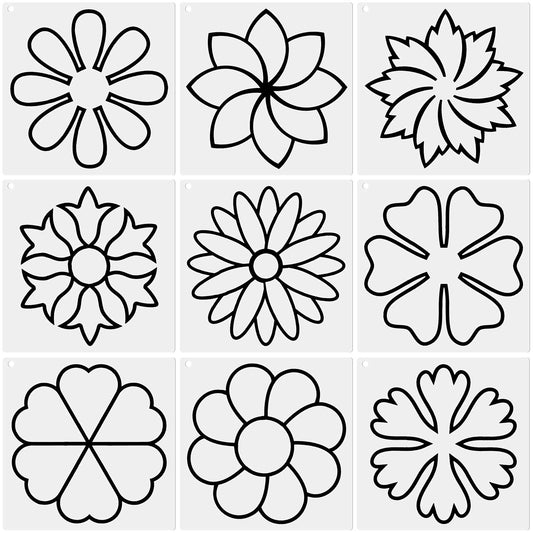 Zonon Juego de plantillas de acolchado de línea de flores de