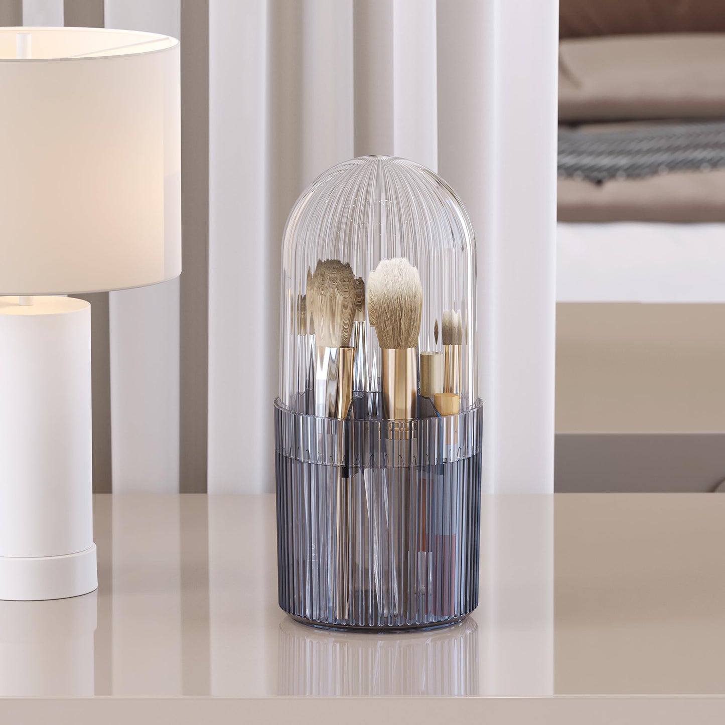 Organizador de maquillaje con tapa, soporte protector para c