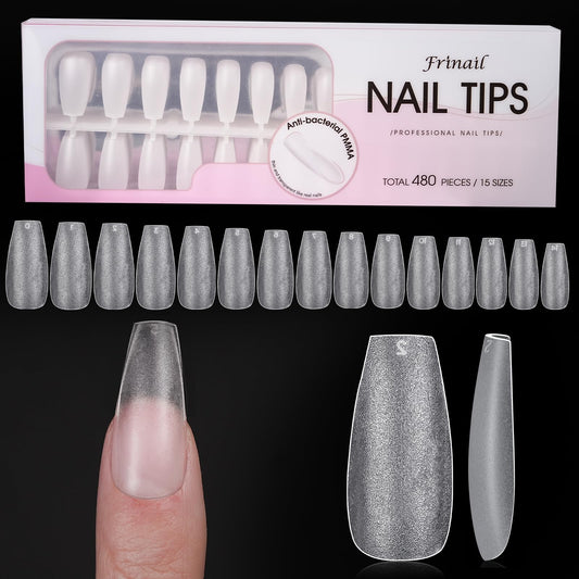 Puntas de uñas medianas a presión, 480 unidades, 15 tamaños,