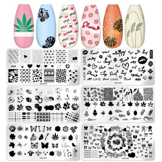 WOKOTO Juego de 6 placas de estampado de uñas, diseño de mar