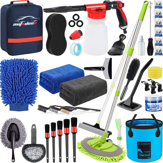 AUTODECO Kit de limpieza de 42 piezas de lavado de autos, ki