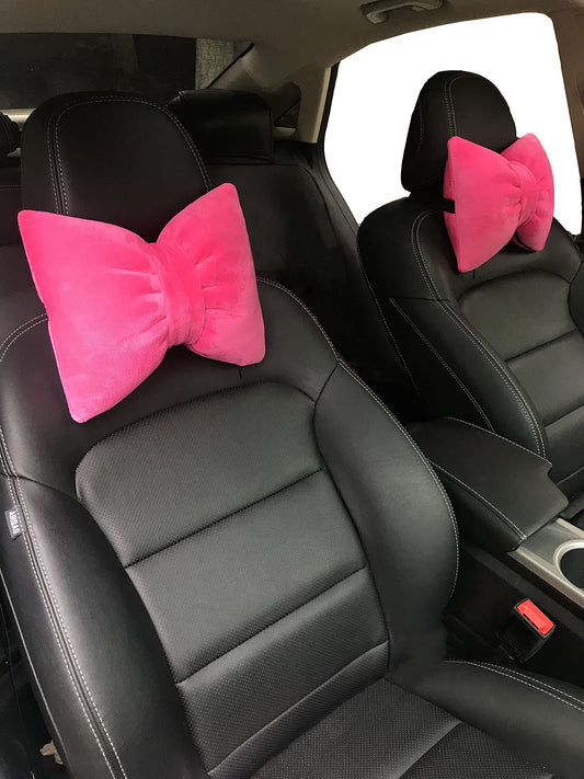 2 almohadas encantadoras con lazo para asiento de automóvil,